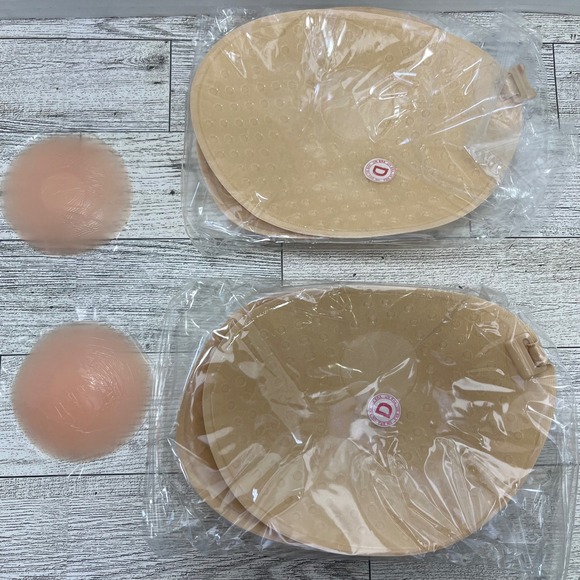 Adhesive Bra Strapless Backless Bra Nipple Covers Beige D Cup - Picture 2 of 2